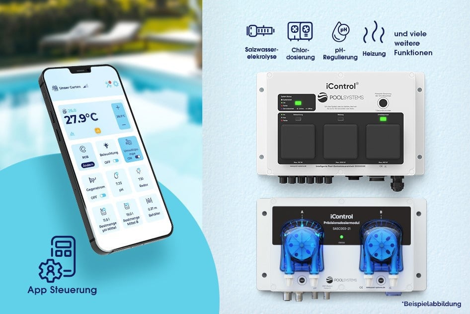 Pool-Dosieranlage iControl Chlor mit intelligenter Poolsteuerung und optionaler pH-Regulierung