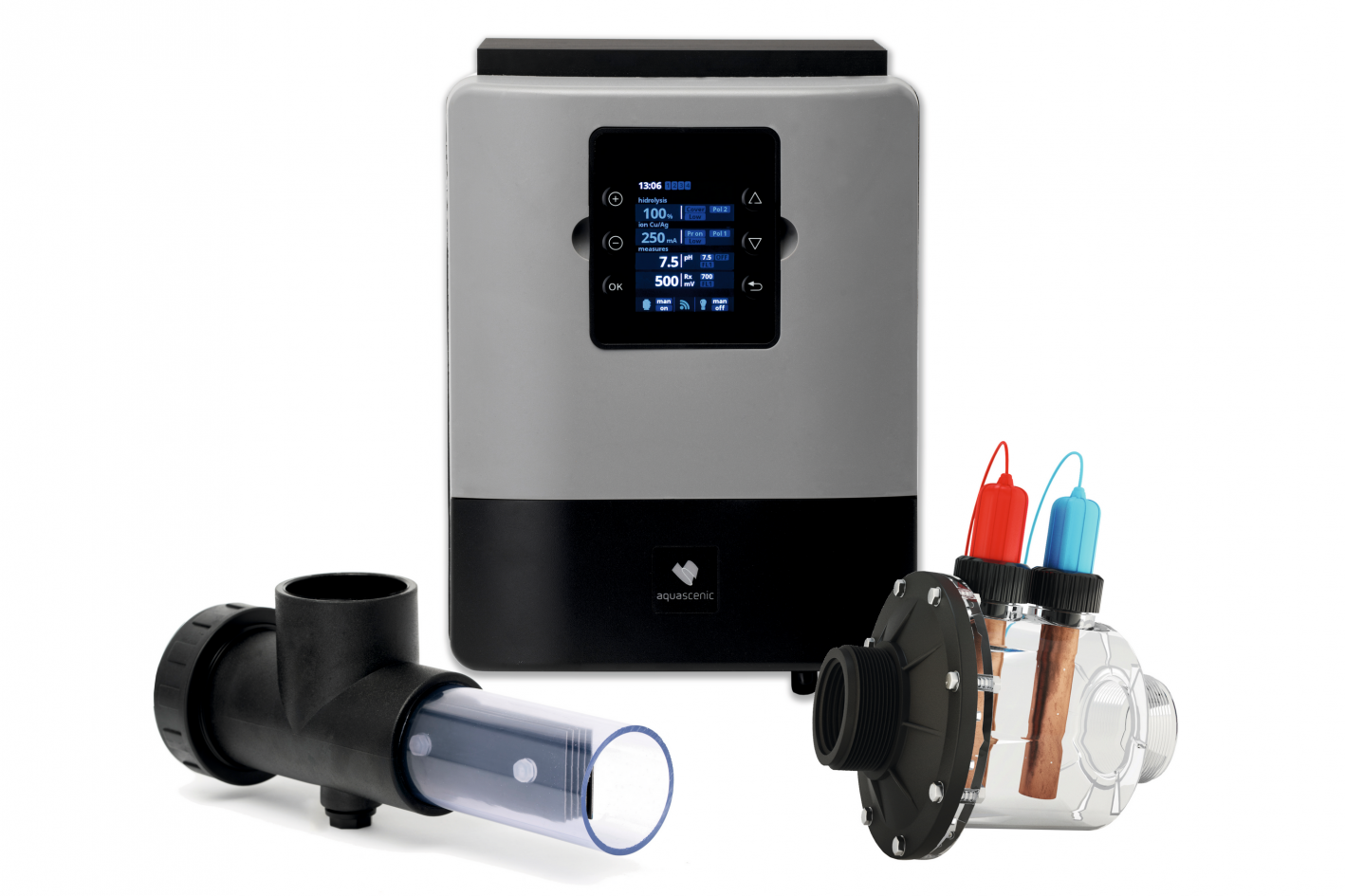 Aquascenic Pool Hydrolyse, Ionisierung und Elektrolyse mit pH-Regulierung