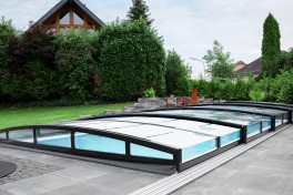 Keramik Pool Komplettset Cera Bay Cubic mit Skimmer Pool  Poolgröße 3,2 x 6,5m | Überdachung Liberty 4.5x8.5m