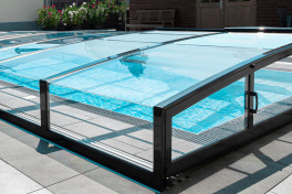 Keramik Pool Komplettset Cera Bay Cubic mit Skimmer Pool  Poolgröße 3,2 x 6,5m | Überdachung Liberty 4.5x8.5m